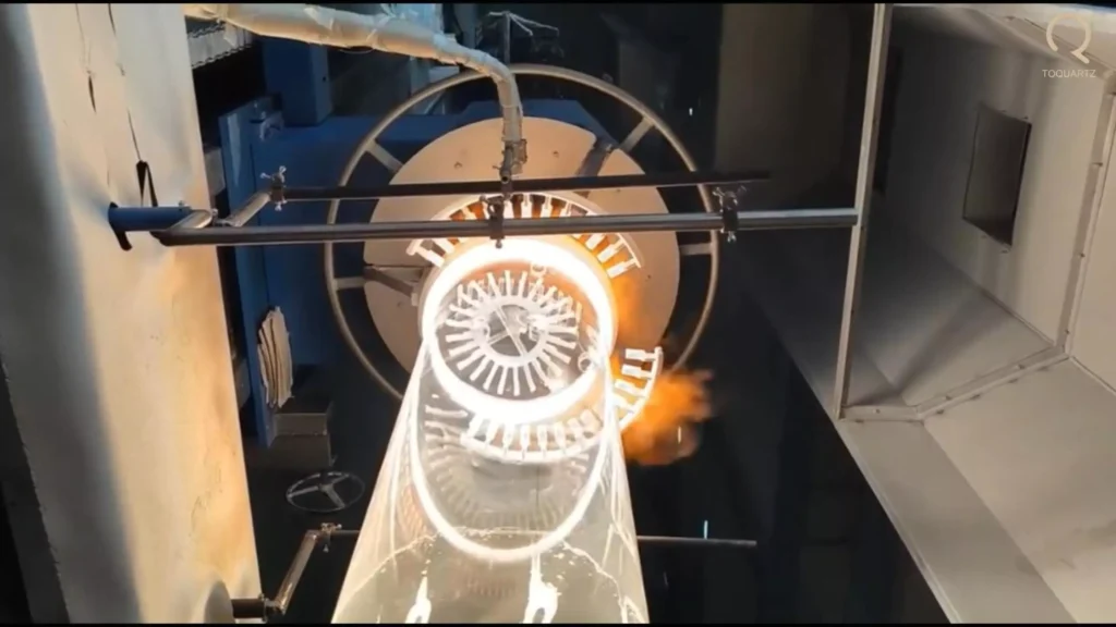 Soldadura por llama de tubos cilíndricos de cuarzo fundido