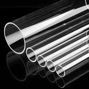 TOQUARTZ clear quartz tubes showing precise dimensional tolerances.