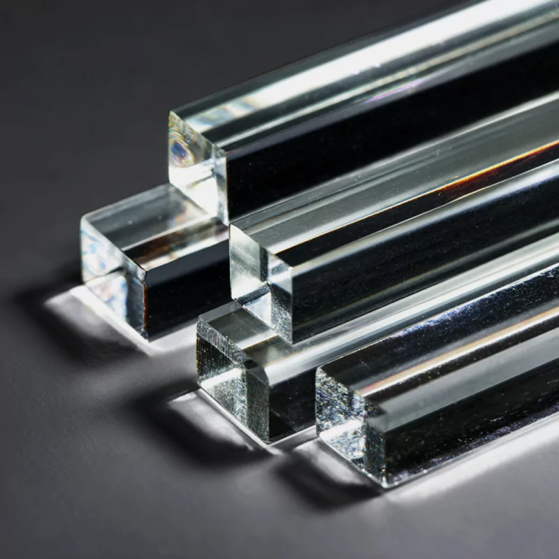 Square Clear Fused Silica Rod with high optical transparency for precision applications