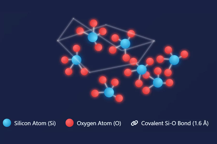 Comprehensive guide to quartz glass amorphous structure, SiO4 tetrahedral networks, and how atomic arrangement determines superior material properties.