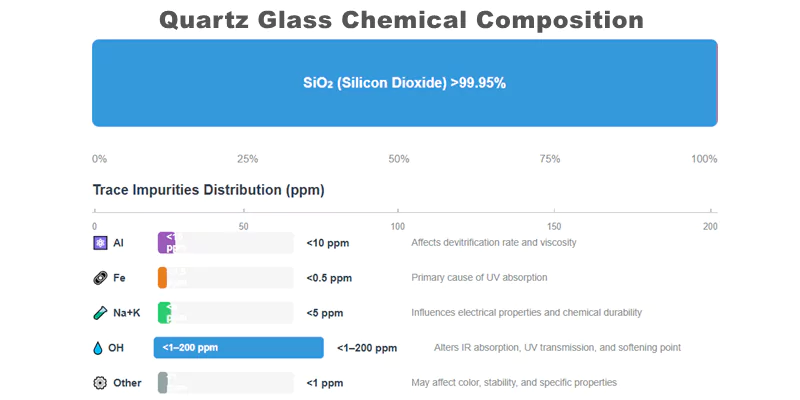 componentes principais e de rastreamento de vidro de quartzo
