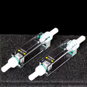 Clear Wall Quartz Flow Cell with M6 Threaded Connectors for Environmental Testing