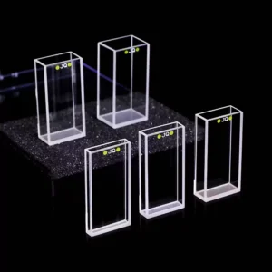 Four-Sided Transparent Quartz Fluorescence Cuvette without Caps for Spectral Analysis