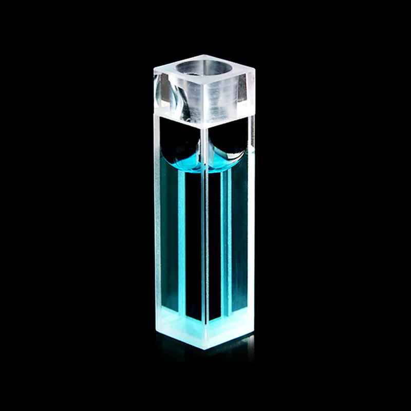 Infrared quartz fluorescence cuvette with stopper for spectroscopy labs