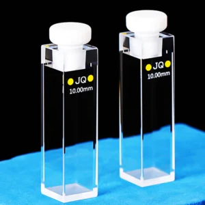 Cubeta de fluorescencia de cuarzo de baja autofluorescencia con tapones de PTFE
