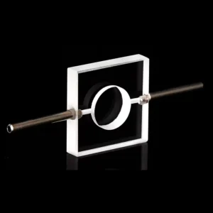 Transparent Quartz Flow-Through Cuvette with Stainless Steel Tubes for UV-Vis Analysis