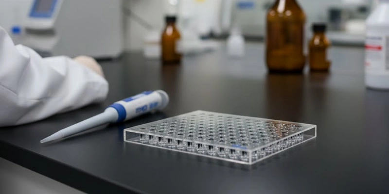 Плоскодонный кварцевый 96-луночный планшет для ультрафиолетового количественного определения нуклеиновых кислот в лабораториях молекулярной биологии