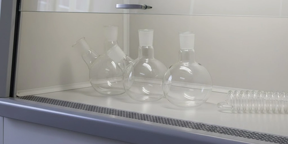 Fume Hood Compatible Quartz Round Bottom Flask for Sealed UV Reaction and Inert Atmosphere Experiments