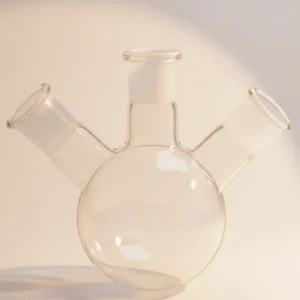High purity triple-necked quartz flask with round bottom