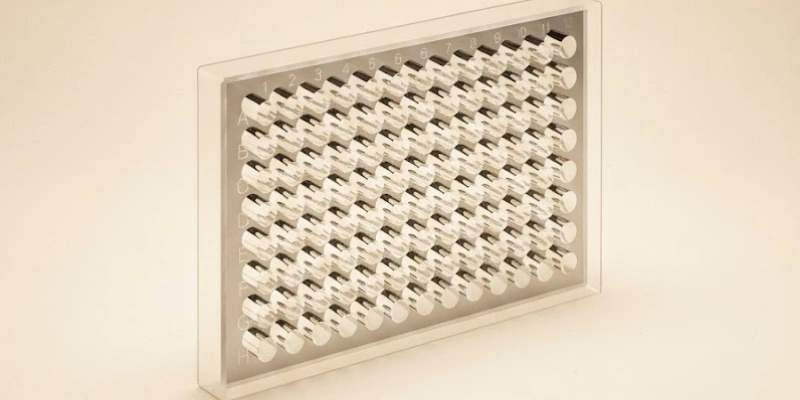 Кварцевый 96-луночный планшет с низким уровнем аутофлуоресценции для спектрофотометрического анализа при длине волны 260 и 280 нм