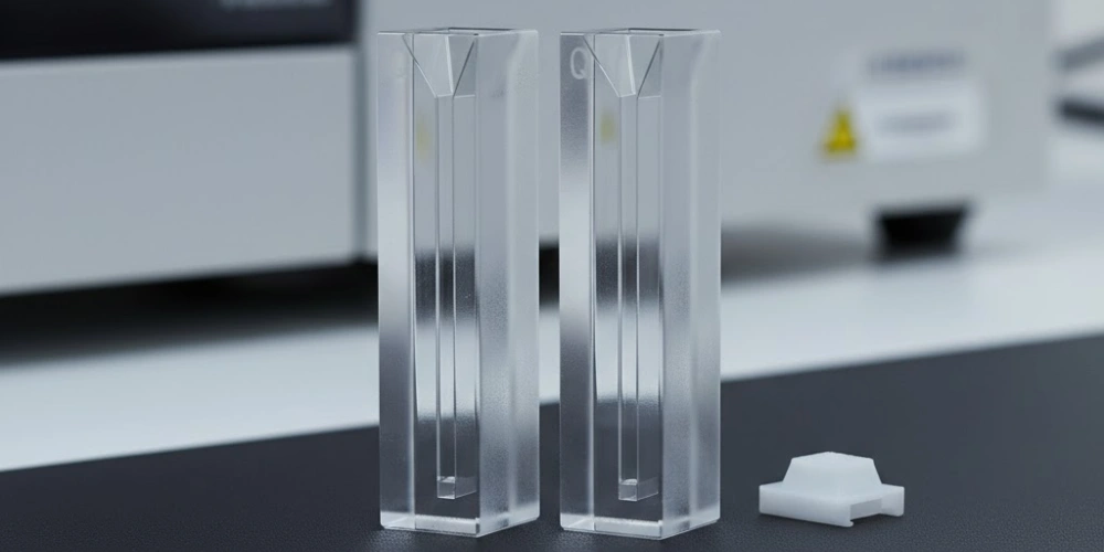 Matched-Pair UV Vis Quartz Cuvette for Laboratory Bench UV-Vis Spectrophotometry Matched-Pair UV Vis Quartz Cuvette for Laboratory Bench UV-Vis Spectrophotometry