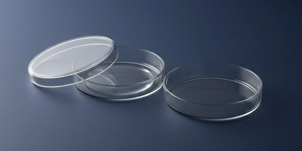 Optically clear quartz petri dish for laboratory sample containment