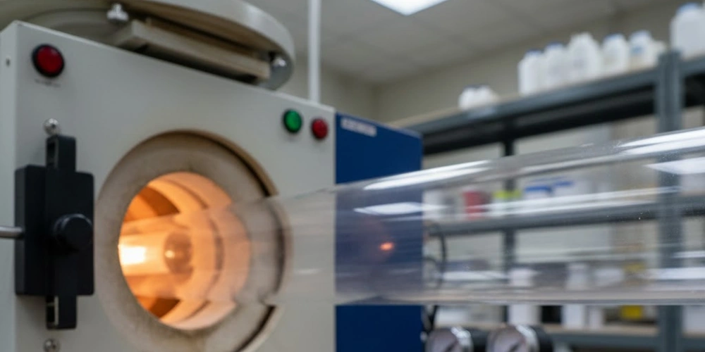 Quartz Glassware Crucible and Reaction Tube in High-Temperature Tube Furnace Setting