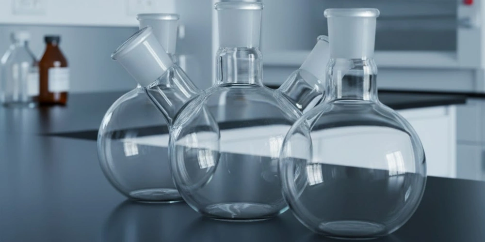 Single-Neck Two-Neck and Three-Neck Quartz Round Bottom Flask for Laboratory Bench UV Photochemistry Setup