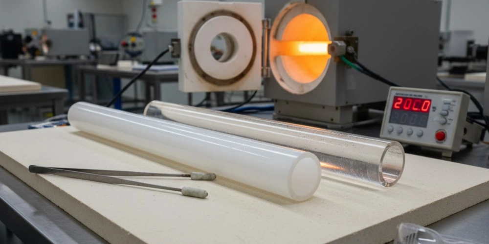 Thermally Cycled Transparent Quartz Tubes for Thermal Shock Resistance Evaluation