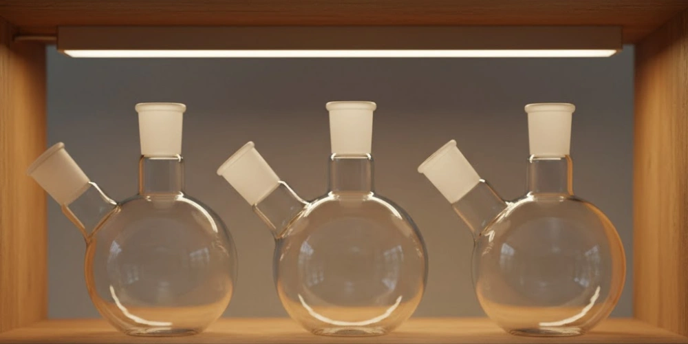 UV Grade Single Two and Three Neck Quartz Round Bottom Flask for Research Laboratory Storage and Application