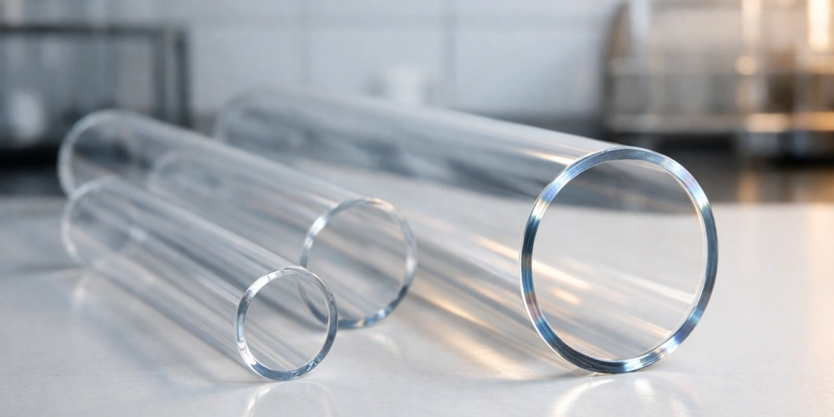 fire-polished end face of transparent quartz glass tube on laboratory bench fire-polished end face of transparent quartz glass tube on laboratory bench