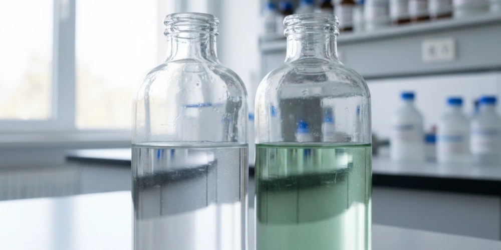Fused Quartz Reagent Bottle for Material Composition Comparison with Borosilicate Glass