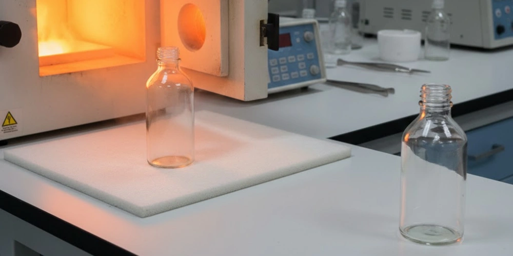 High-Temperature Quartz Reagent Bottle for Thermal Shock Resistance Testing in Furnace Environments