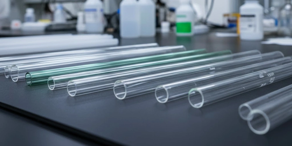 Optically Clear Transparent Quartz Tubes for Laboratory Material Comparisone