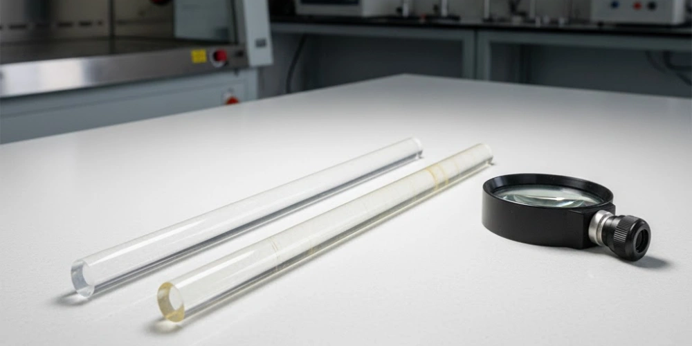 Purity-Graded Fused Quartz Rods for Optical Clarity Inspection and Impurity Comparison