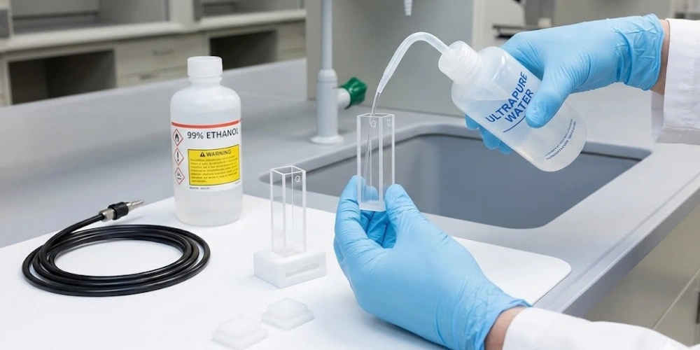 Solvent-Rinsed Quartz Fluorescence Cuvettes for Non-Abrasive Laboratory Cleaning Protocols Solvent-Rinsed Quartz Fluorescence Cuvettes for Non-Abrasive Laboratory Cleaning Protocols