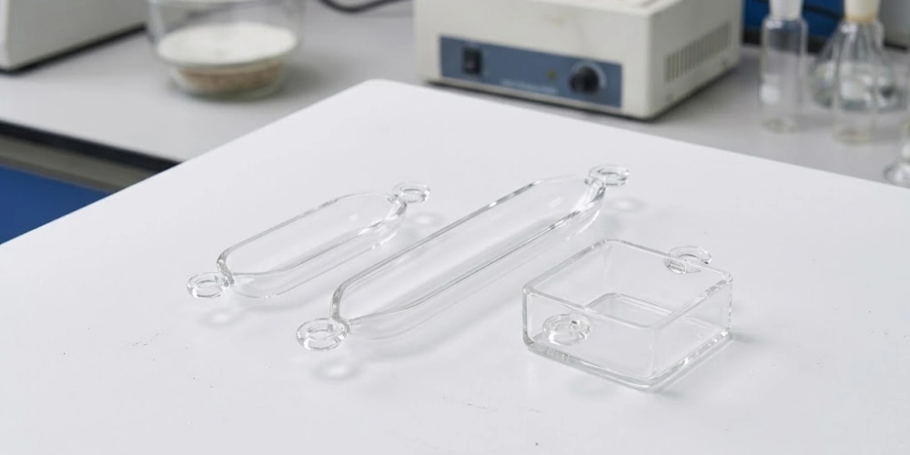 Transparent Quartz Boat Crucibles for Structural Identification and Laboratory Setup Transparent Quartz Boat Crucibles for Structural Identification and Laboratory Setup