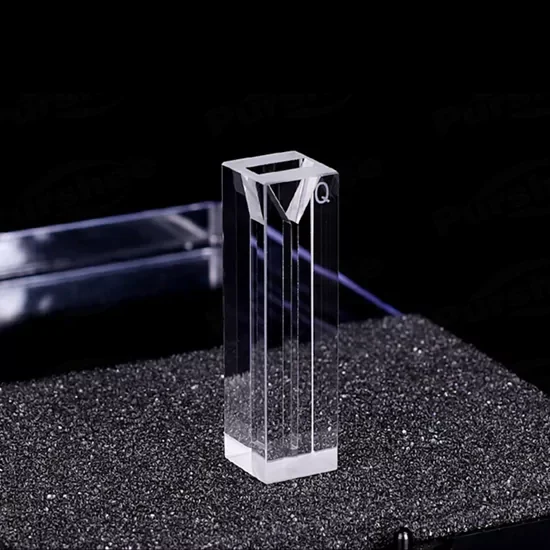 140μl Quartz Micro Fluorescence Cuvette with Open Top and Slanted Edge 140μl Quartz Micro Fluorescence Cuvette with Open Top and Slanted Edge