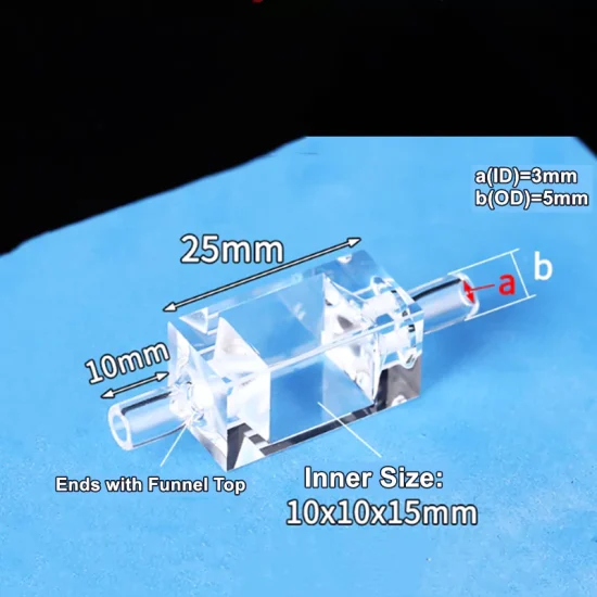 Кварцевая проточная кювета объемом 1500 мкл, четыре оптических окна