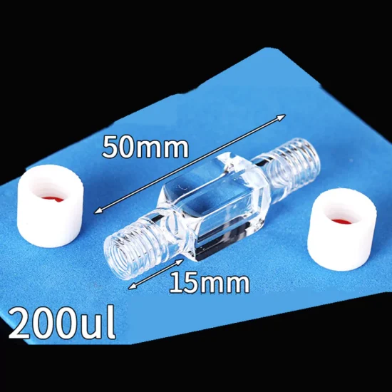 200 ميكرولتر من الكوارتز الشفاف المتدفق عبر الكوارتز مع موصل ملولب لولبي PTFE M10، أربع نوافذ بصرية، شق 1 مم 200 ميكرولتر من الكوارتز الشفاف المتدفق عبر الكوارتز مع موصل ملولب لولبي PTFE M10، أربع نوافذ بصرية، شق 1 مم