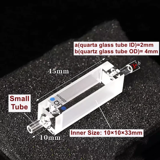 Кварцевая проточная кювета 3,5 мл с маленькими стеклянными пробирками, двойные оптические окна (OD4, ID2)