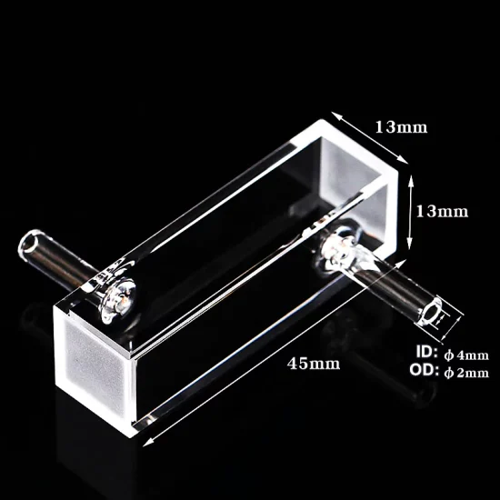 4ml Quartz Fluorescence Flow Cuvette Cell with Elongated Body Design 4ml Quartz Fluorescence Flow Cuvette Cell with Elongated Body Design