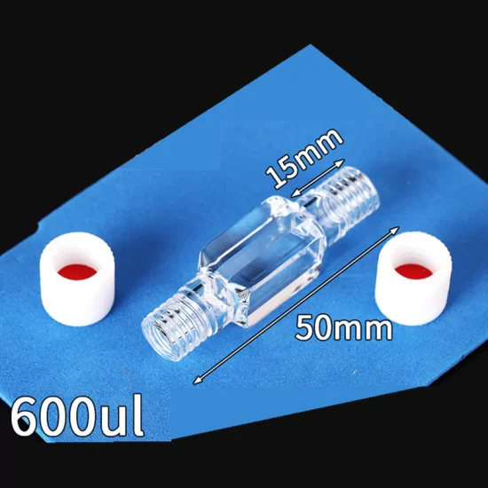 600μl 투명 석영 형광 흐름 큐벳 셀(PTFE M10 나사 캡 포함), 4개의 광학 창, 슬릿 3mm