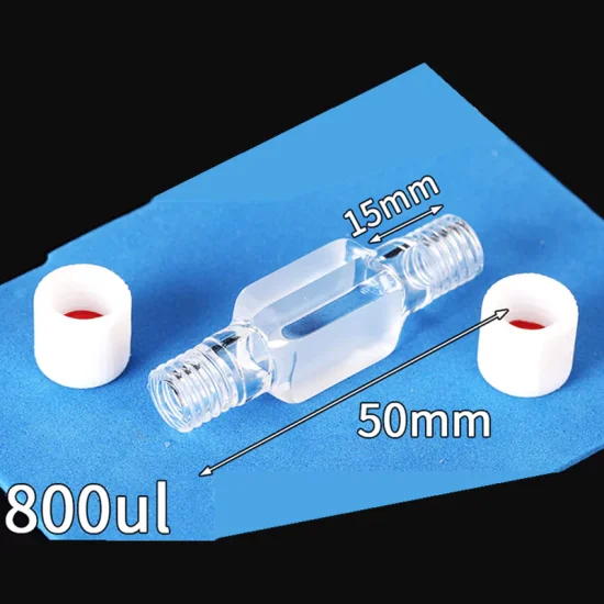 800μl 투명 석영 형광 흐름 큐벳 셀(PTFE M10 나사 캡 포함), 이중 광학 창, 슬릿 4mm