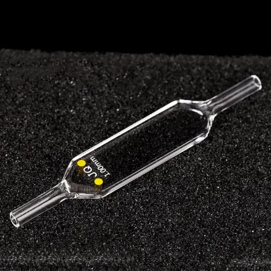 Прозрачная кварцевая проточная кювета со стеклянной трубкой, длина пути 1 мм с двойным оптическим окном