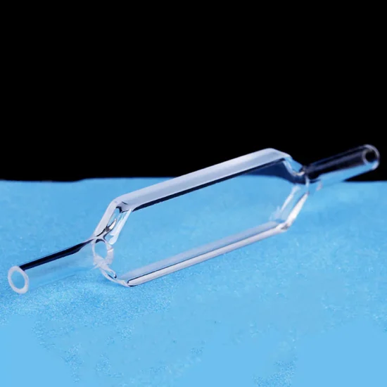 Прозрачная кварцевая проточная кювета со стеклянной трубкой, длина пути 2 мм с двойным оптическим окном