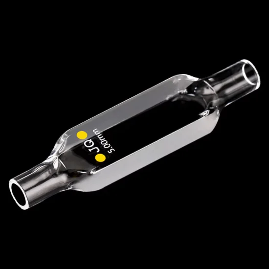 Прозрачная кварцевая проточная кювета со стеклянной трубкой, длина пути 5 мм с четырьмя оптическими окнами