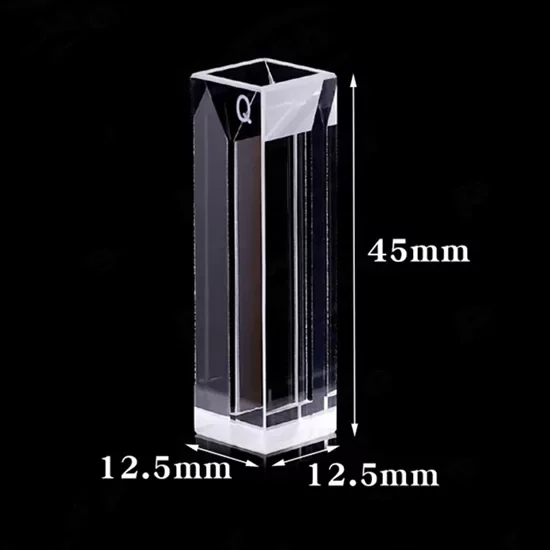 High precision sub-micro quartz cuvette with optical path length options from 0.2mm to 10mm for UV-VIS spectroscopy applications High precision sub-micro quartz cuvette with optical path length options from 0.2mm to 10mm for UV-VIS spectroscopy applications